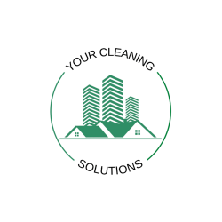 Your Cleaning Solutions logo featuring green rooftops and modern high-rise buildings within a circular frame, symbolising residential and commercial cleaning.